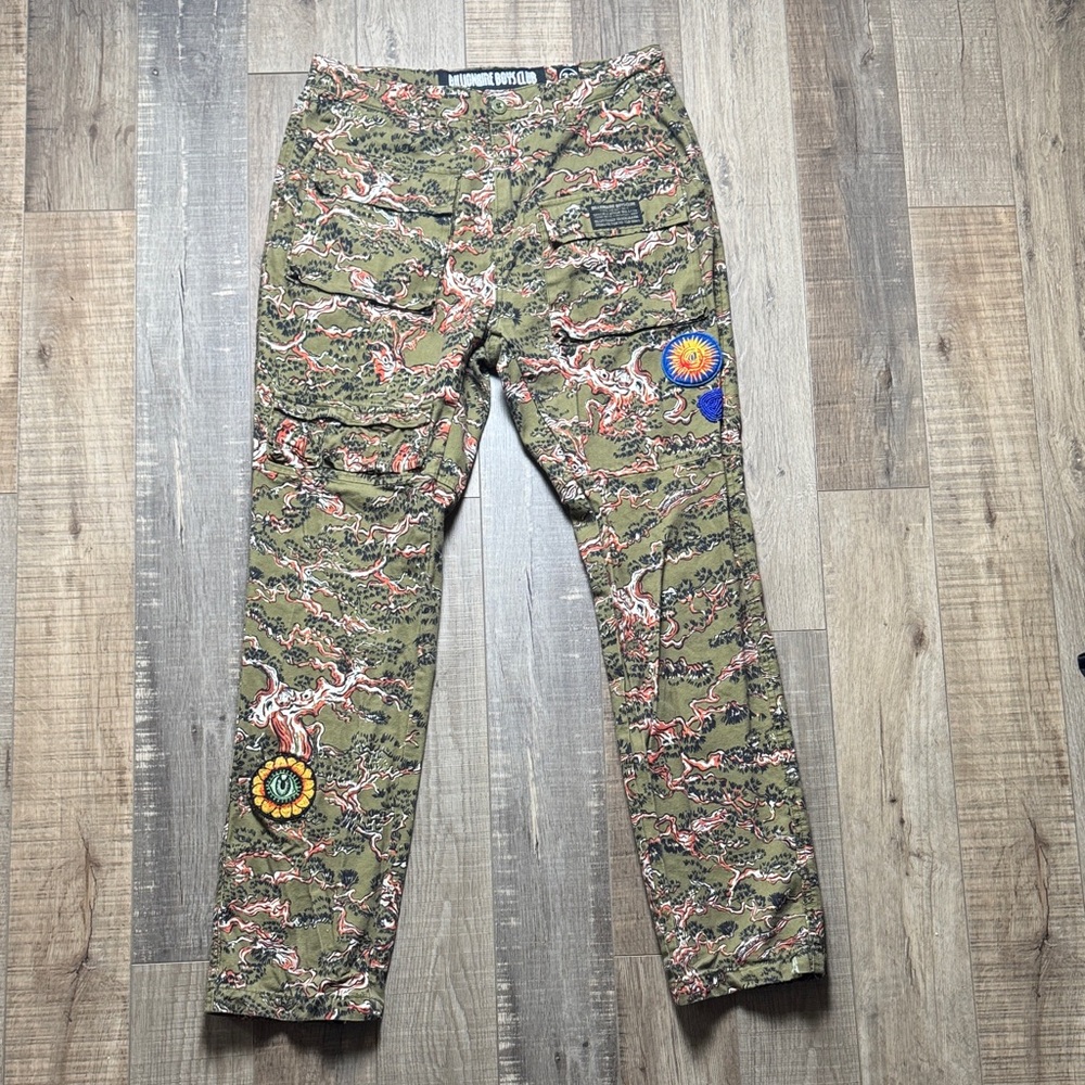 Billionaire Boys Club Green Cargo Pants with Colorful Patches